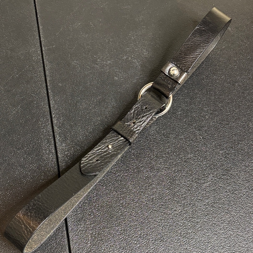 Banana Republic Black Genuine Leather Silver Tone Belt Size Large